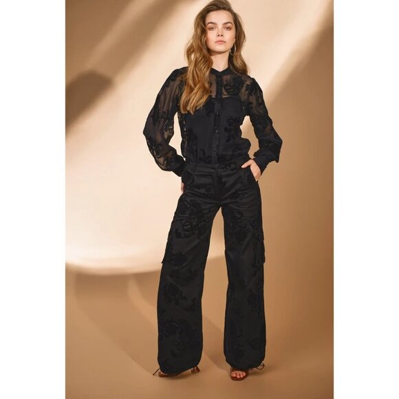 Hemant & Nandita Womens Shirt With Cami in Black Small New Button Down Blouse - Picture 9 of 16